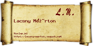 Lacsny Márton névjegykártya